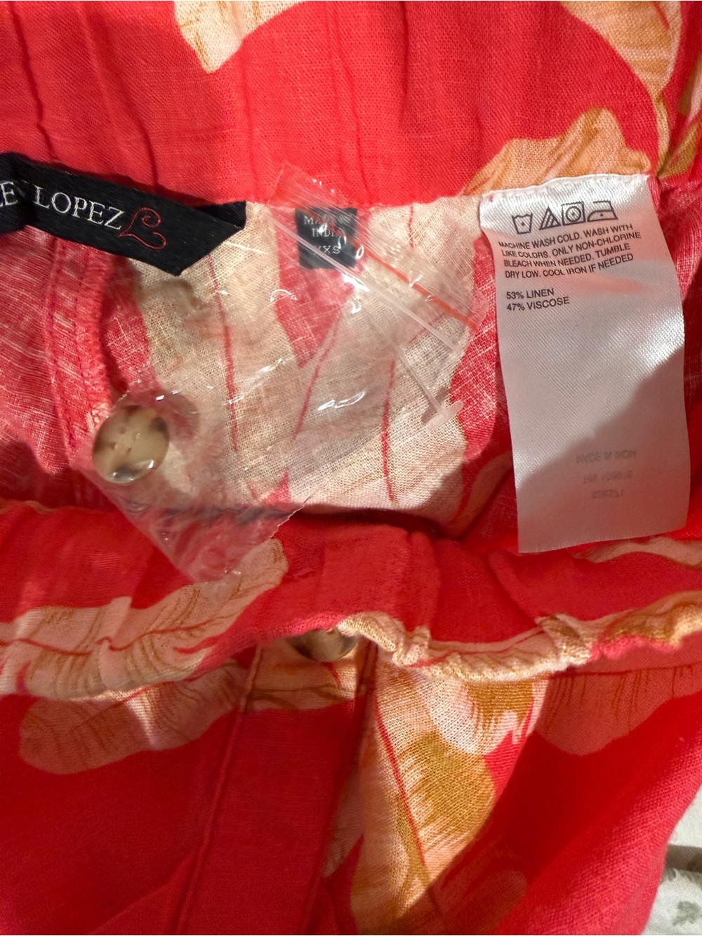 Colleen Lopez Coral Midi Skirt with the khaki Leaf Print Linen Blend - Picture 7 of 7